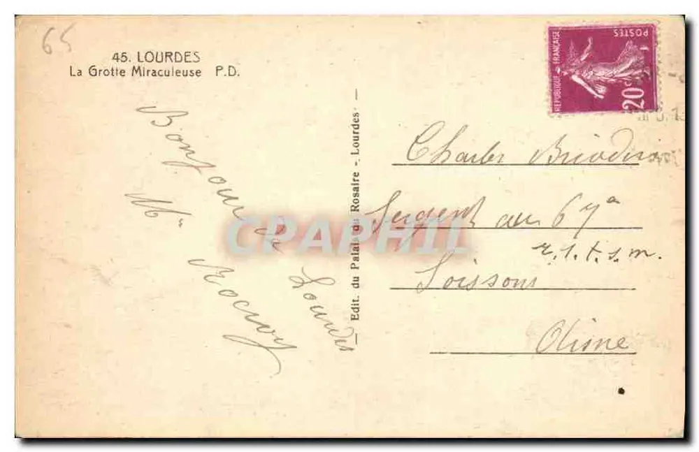 Lourdes — A Gruta Milagrosa — Edit. du Palais du Rosaire - Lourdes - Verso