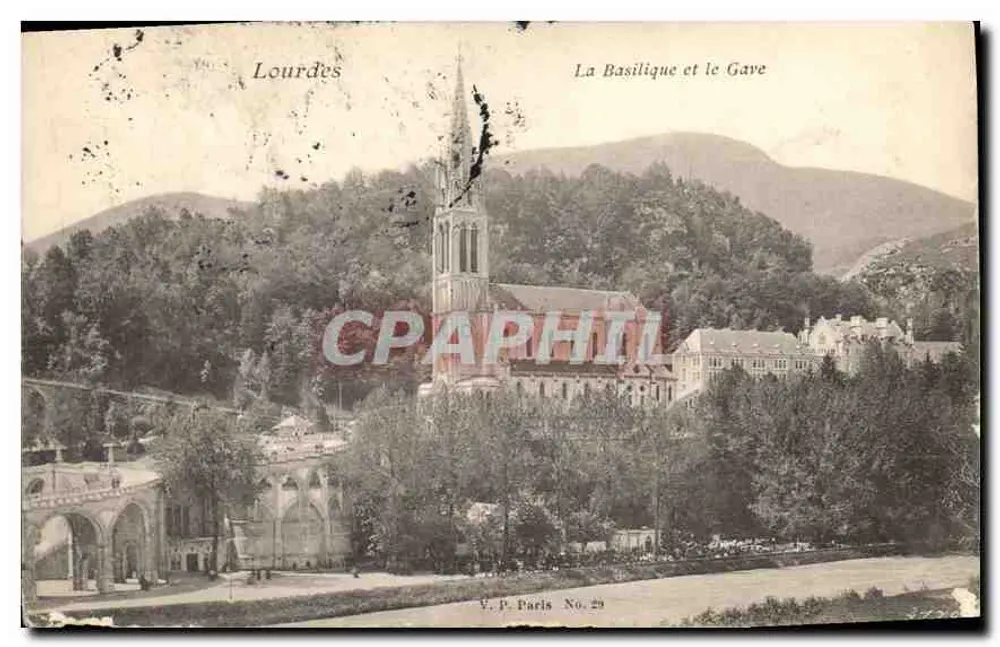 Lourdes — A Basílica e o Gave — V.P. Paris No. 29 - Frente
