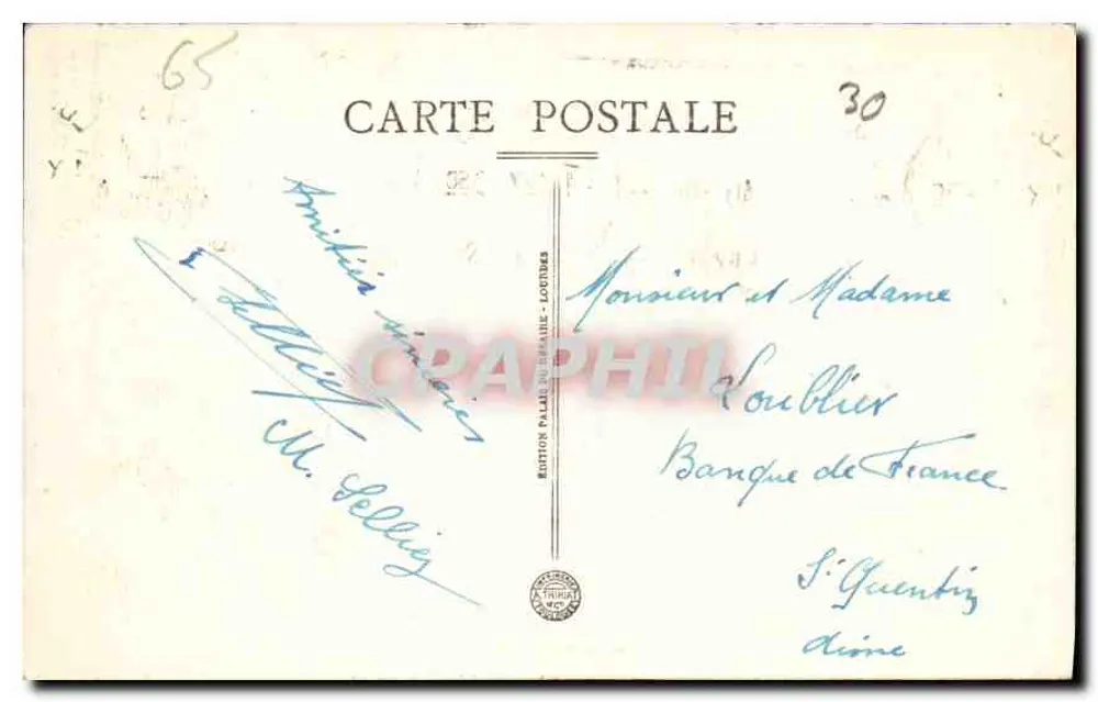 Lourdes — L'lanade — Editor Pallas - n°43 - Verso