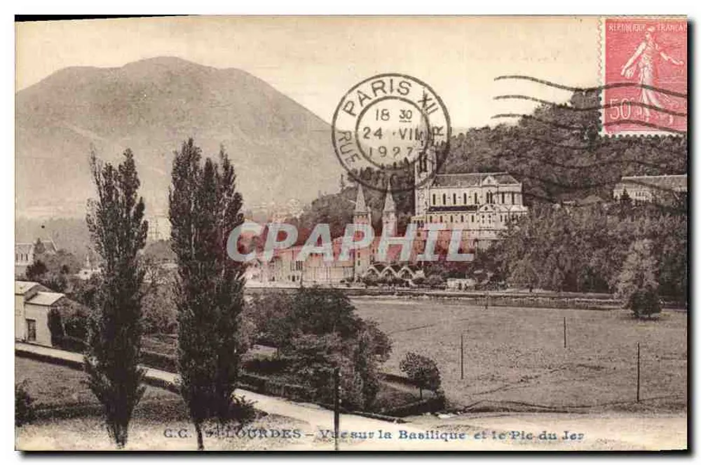 Lourdes — Ansicht der Basilika und des Pic du Jer — G.C. Lourdes - Vorderseite