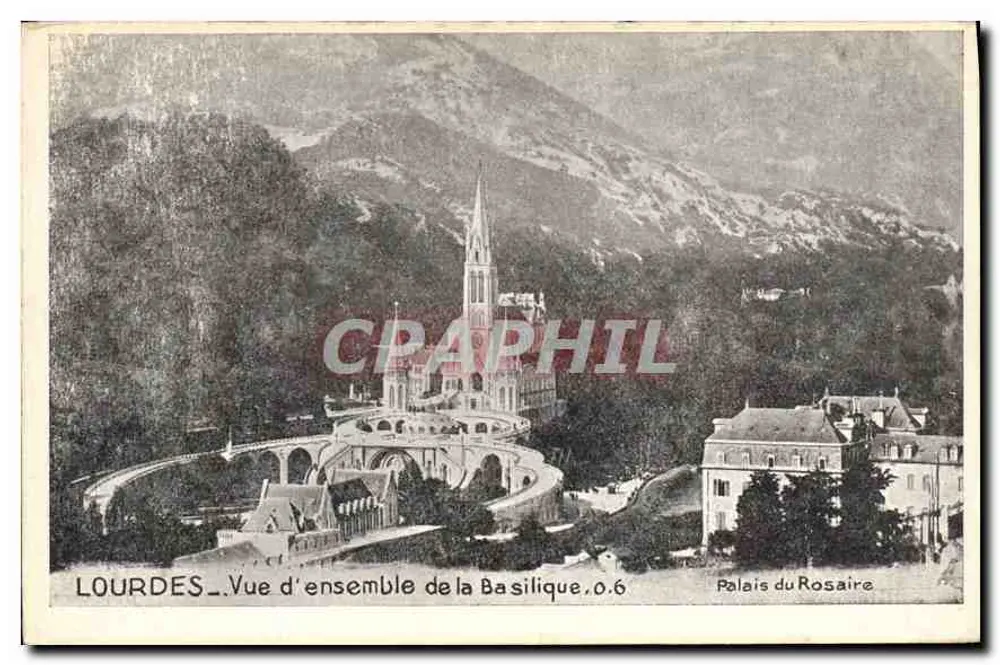 Lourdes — Panoramablick auf die Basilika und das Palais du Rosaire — Verlag des Palais du Rosaire - Vorderseite