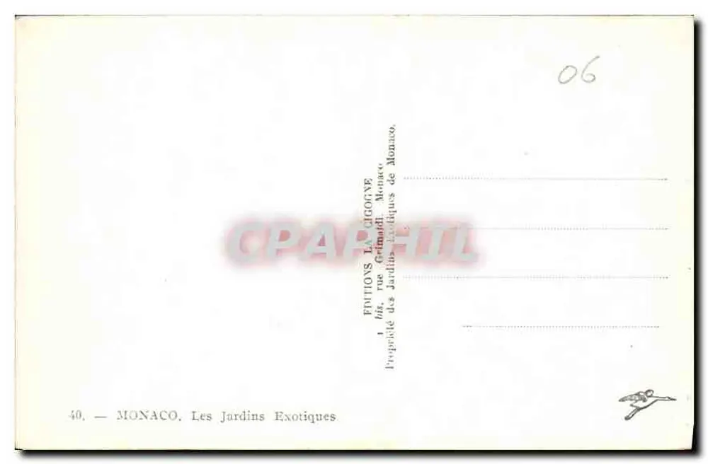 Mônaco — Jardins Exóticos — Propriedade dos Jardins Exóticos de Mônaco - Verso