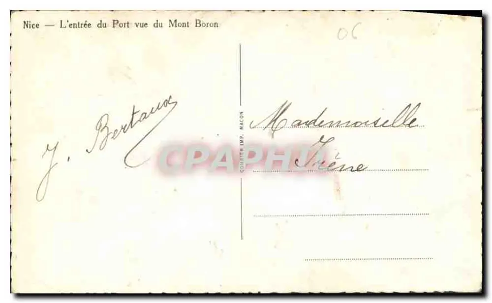 Nice — Eingang zum Hafen von Mont Boron ausgesehen — Cim - Rückseite