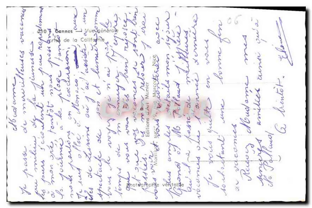 Cannes — Allgemeiner Blick — Edition Munier - Rückseite