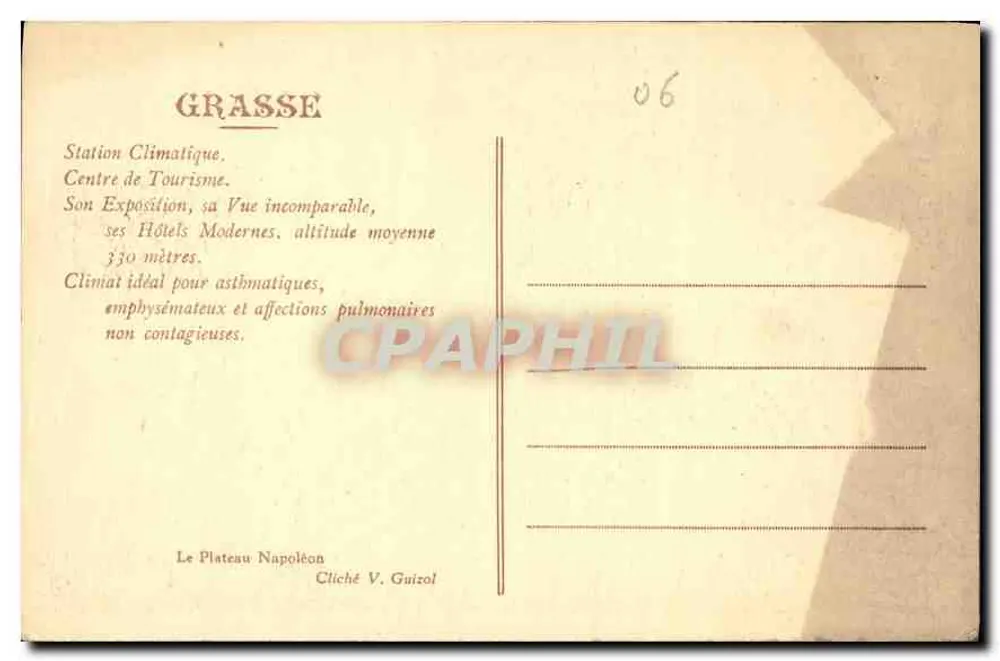 Grasse — Estação Climática e Centro de Turismo — Cliché V. Guizol - Verso