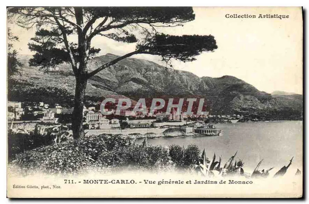 Monte-Carlo — Allgemeiner Blick und Gärten von Monaco — Edition Giletta, Foto Nice, Nr. 711 - Vorderseite