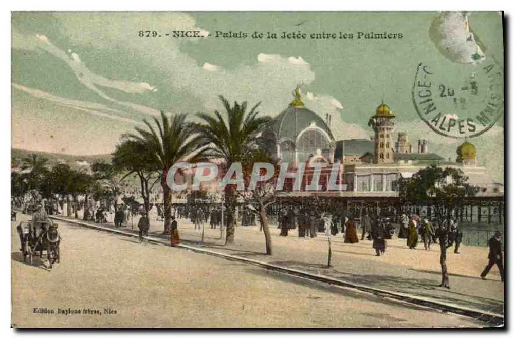 Nice - Palast der Mole zwischen den Palmen — Edition Baylone Frères, Nice, n° 879 - Vorderseite