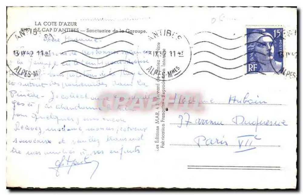 Heiligtum der Garoupe — Cap d'Antibes — Éditions M.A.P.R. - Rückseite
