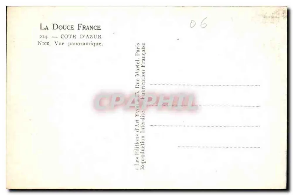 Nice — Panoramablick — Les Éditions d'Art Yvon, Paris - Rückseite