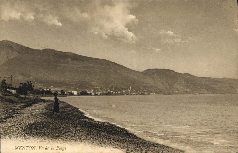 Menton, Vista da Praia — edição L. A. C., Monte-Carlo - Frente