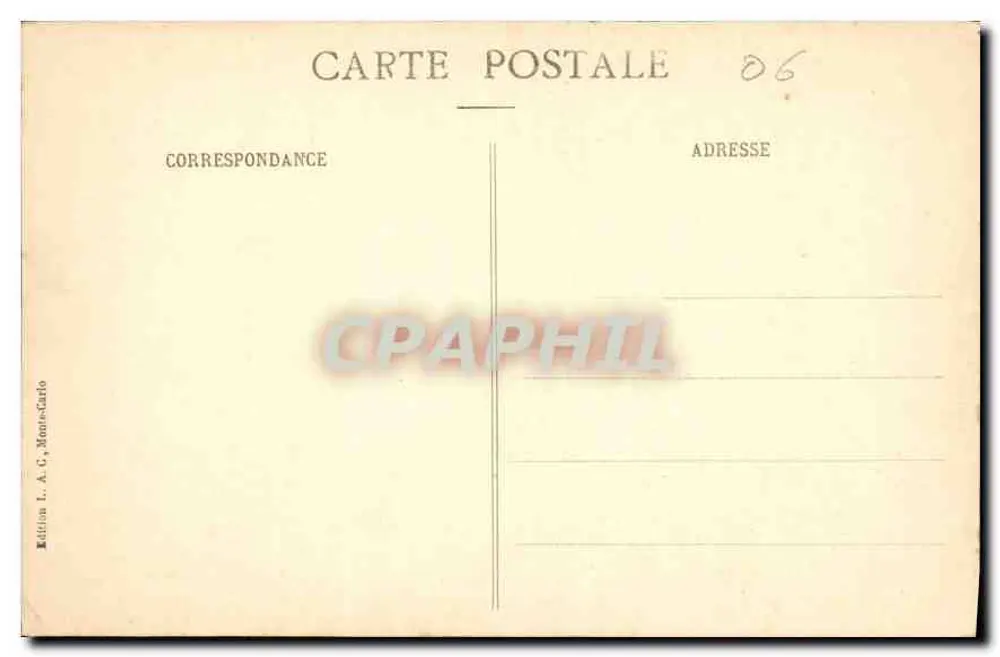 Menton, Vista da Praia — edição L. A. C., Monte-Carlo - Verso