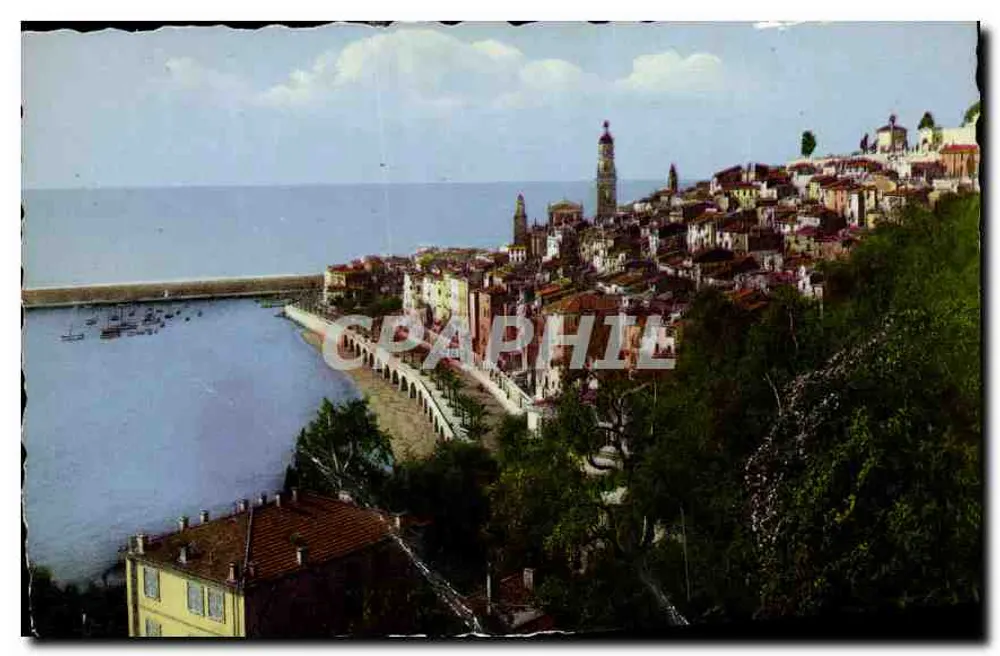 Menton - A Velha Cidade — vista panorâmica — editor: Des Arts Photographiques, Paris - Frente