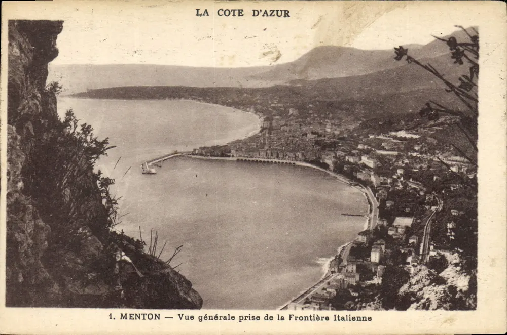 Menton — Allgemeiner Blick vom italienischen Grenzgebiet — Munier, Künstlerverlag, Nizza - Vorderseite