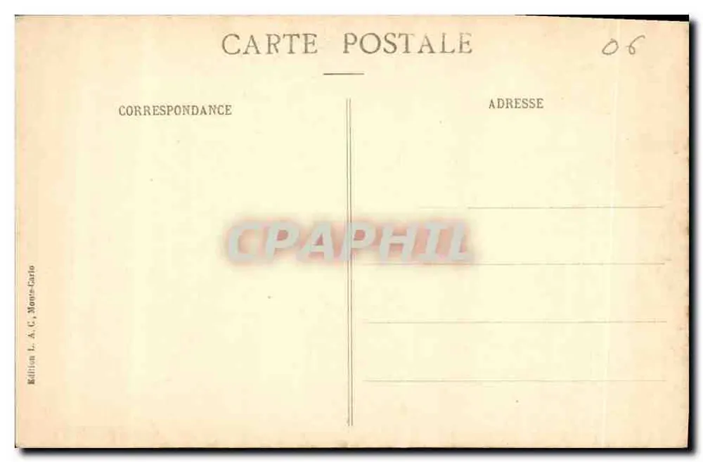 Menton, Vista da Praia — editor L. A. C. Monre-Cario - Verso