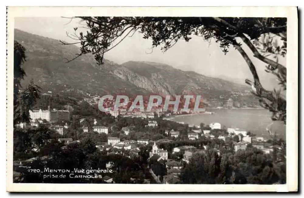 Menton — Vista geral tirada de Carnolès — Éditions La Cagocote, Nice - Frente