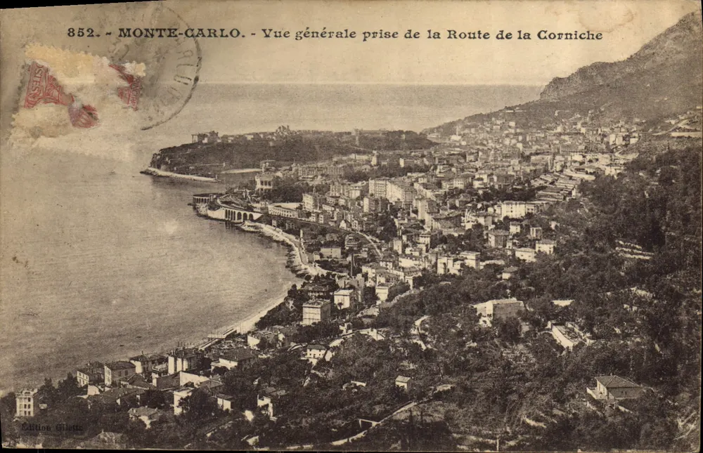 Monte-Carlo — Allgemeiner Blick von der Corniche Road — Édition Gilette, n° 852 - Vorderseite