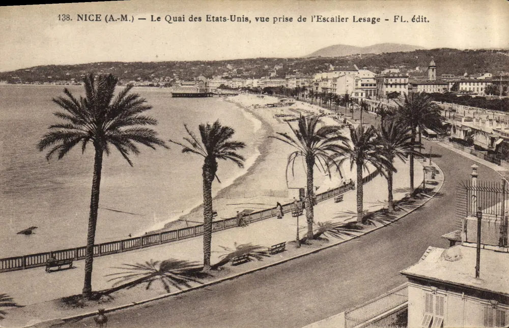 Nice (A.-M.) — Le Quai des États-Unis, Aussicht vom Lesage-Treppenhaus — FL. édit. - Vorderseite