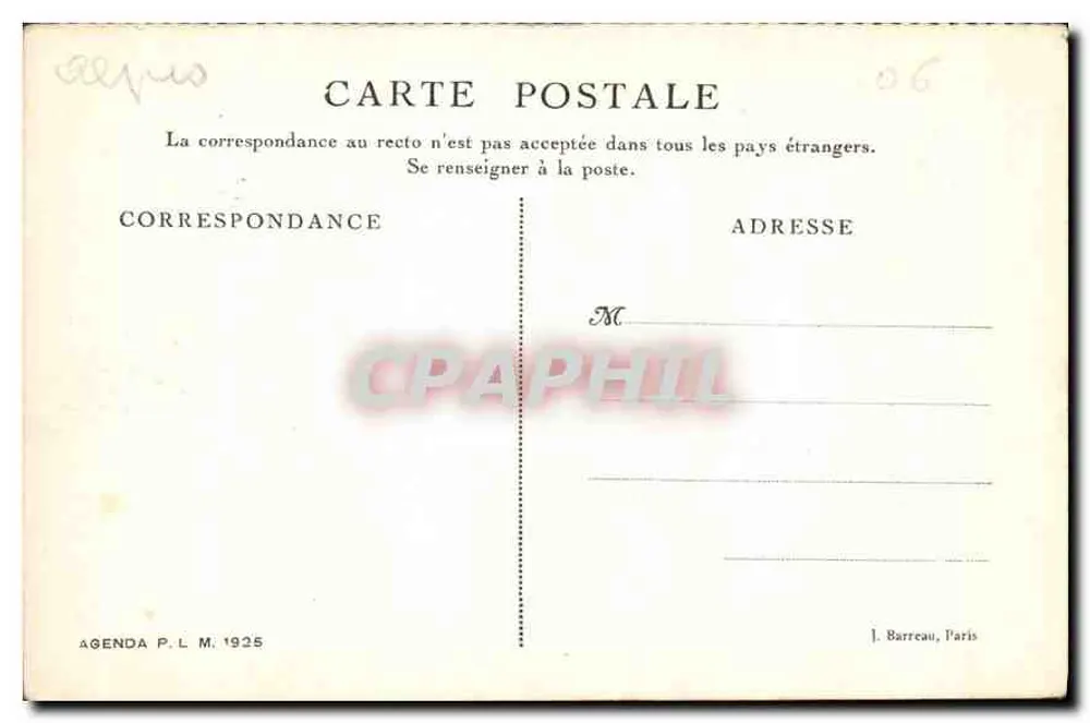 Dorf Entraunes (zwischen Nice und Barcelonnette) — Agendá P.L.M. 1925 - Rückseite