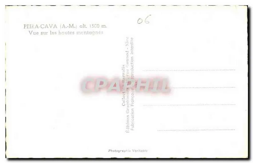 Peïra-Cava (A.-M.) — Blick auf die hohen Berge — Éditions G. Gonnod - Rückseite