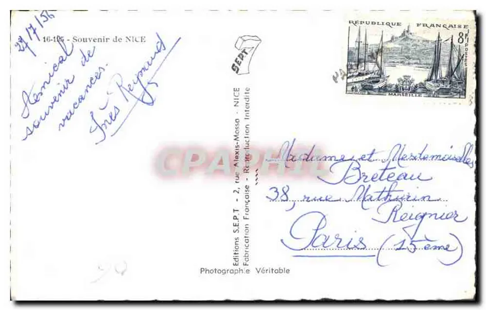 Nice — Lembrete de Nice — Éditions S.E.P.T. - Verso