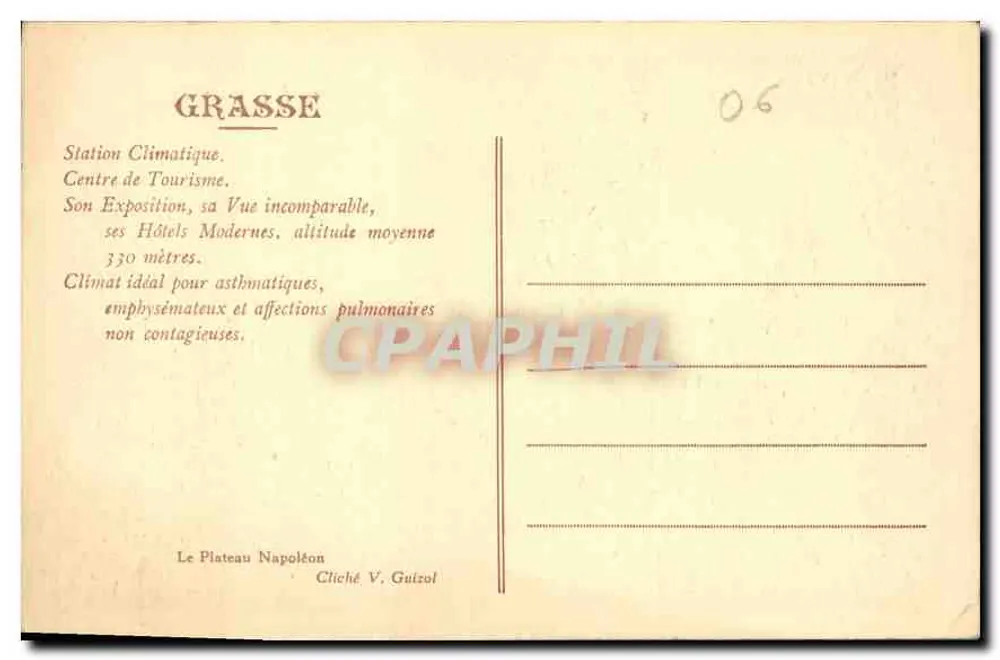 Grasse — Klimatische und touristische Station — Cliché V. Guizol - Rückseite