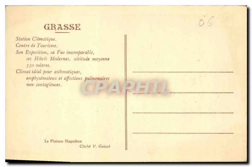 Grasse — Plateau Napoléon — Cliché V. Guizol - Rückseite
