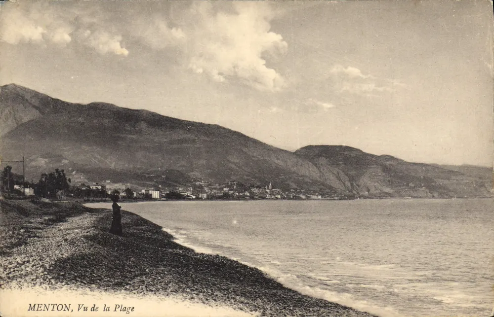 Menton, Vista da Praia — edição L. A. C. Monaco-Carte - Frente