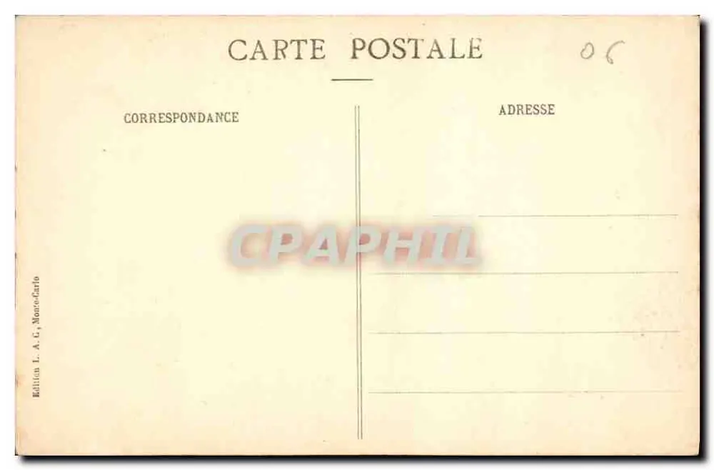 Menton, Vista da Praia — edição L. A. C. Monaco-Carte - Verso