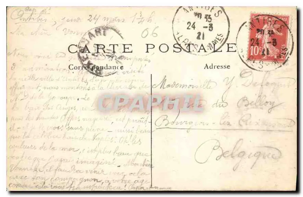 CAP D'ANTIBES — Le Roches aiguës alla Villa Eilen-Roch — L'Étrondelle, Parigi - Verso