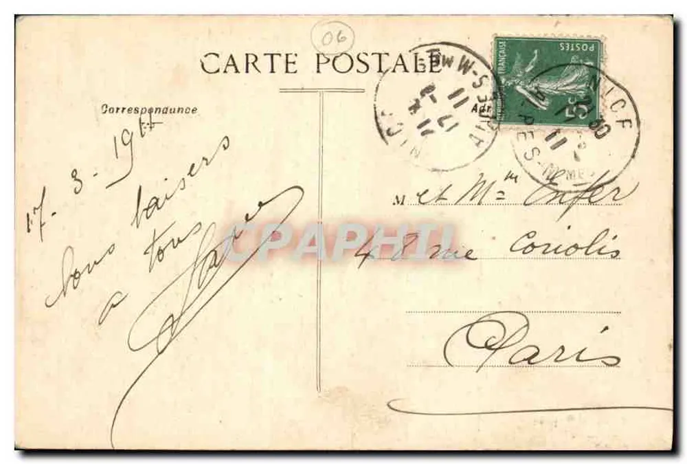 Nice e as Alpes-Maritimes — vista panorâmica do porto e das colinas — Coll. R.P.R. n°2 - Verso
