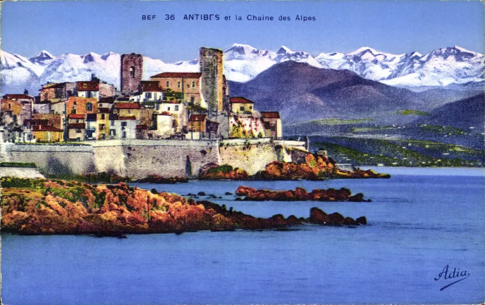Antibes und die Alpenkette — Panoramablick — Adia, Serie B.E.F. 36 - Vorderseite