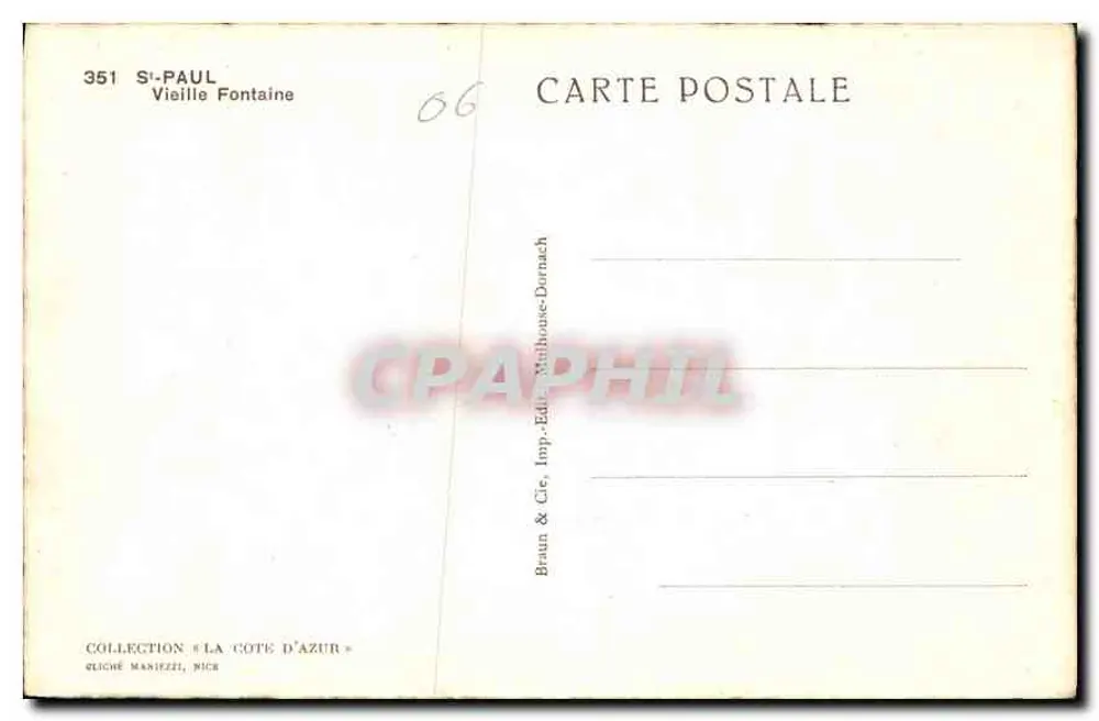 Saint-Paul — Fonte Velha — Braun & Cie, Imp. Edite, Mailhouse-Durnach - Verso
