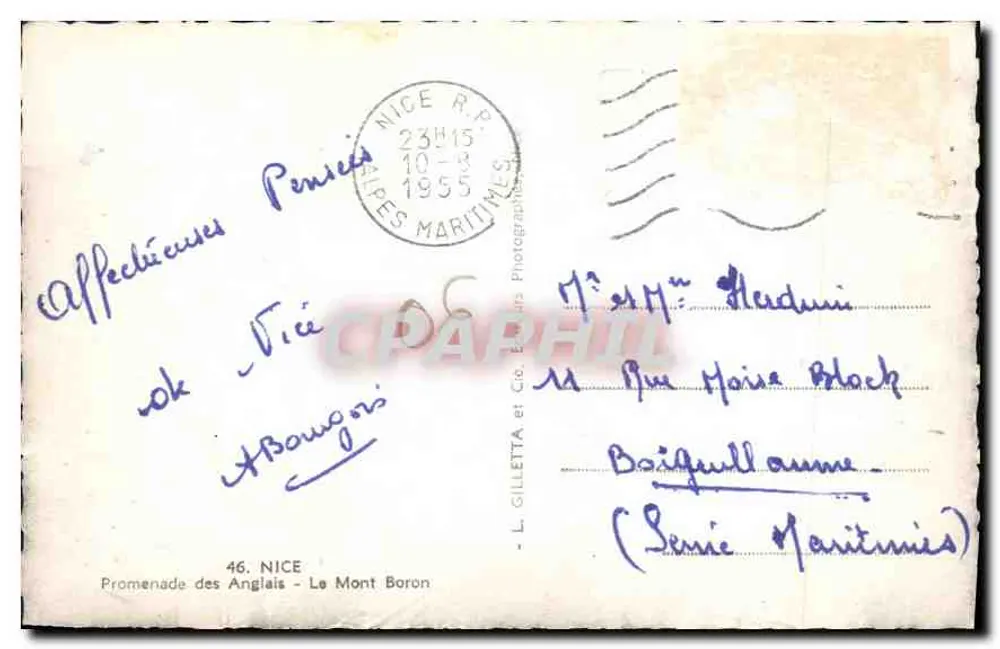 Promenade des Anglais — Nizza — A. Bourgois - Rückseite