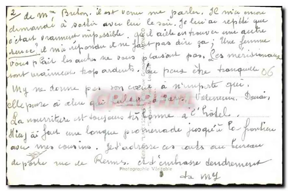 Menton — Dämmerung. Ansicht von der italienischen Grenze — La Cigogne, n° 1681 - Rückseite