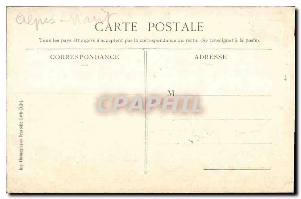 Vue da Côte d'Azur — Cannes — editor Chronographie Française Paris - Verso