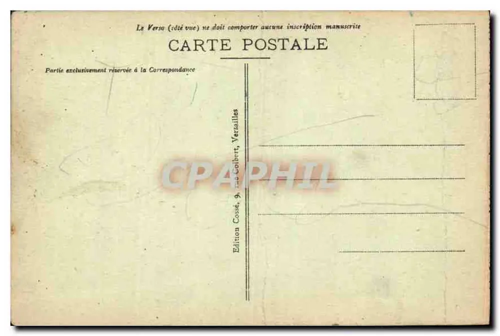 Versailles — Façade du Château — Édition Cosset, Versailles - Verso