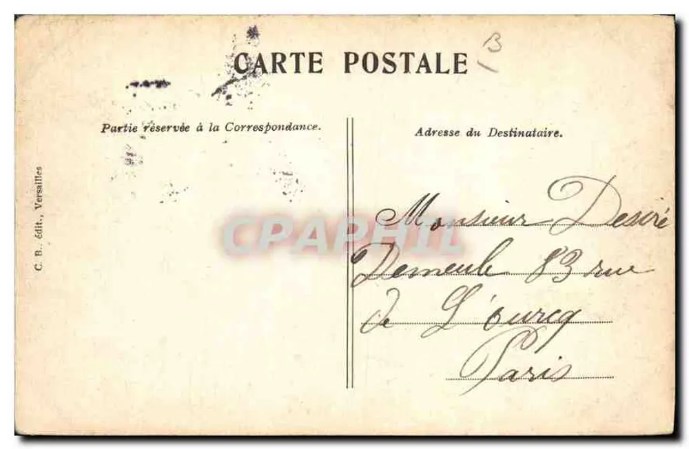 Versailles — Ogólny widok Pałacu — C. B. wyd., Versailles - Rewers