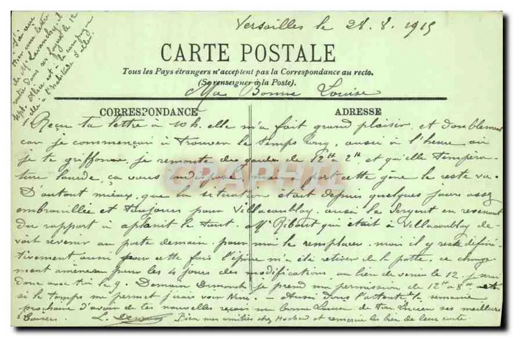 Versailles — O Castelo — Vista sobre a Orangerie — LL. — N° 102 - Verso