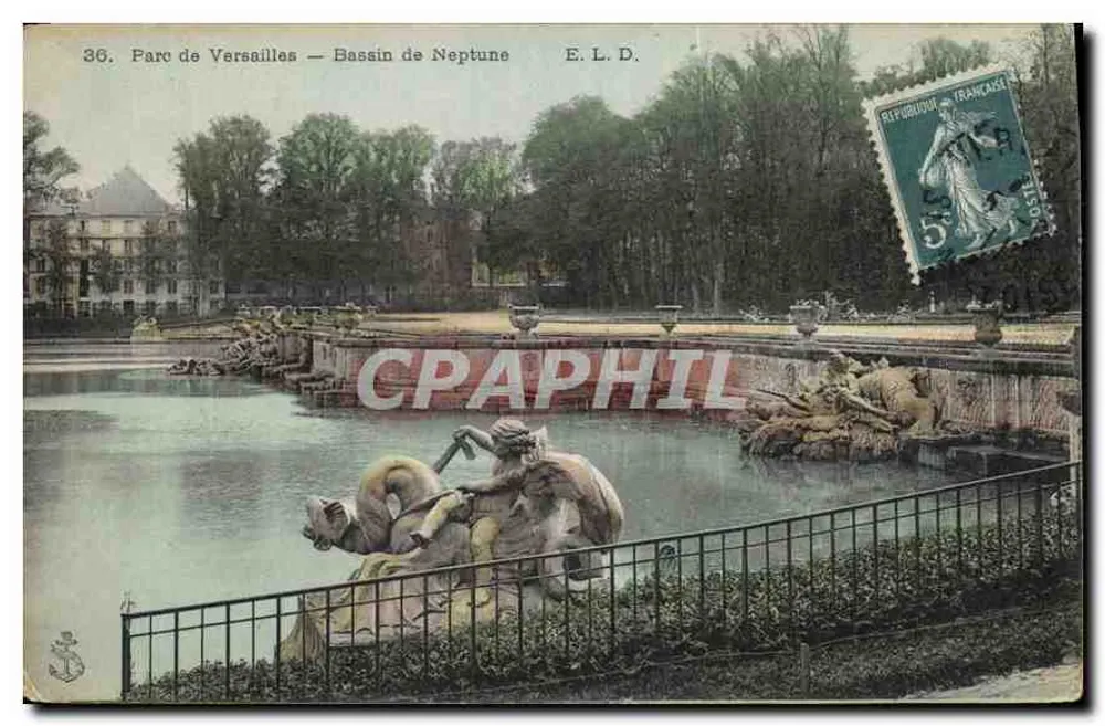 Parque de Versailles — Bassin de Neptune — E. L. D. - Frente