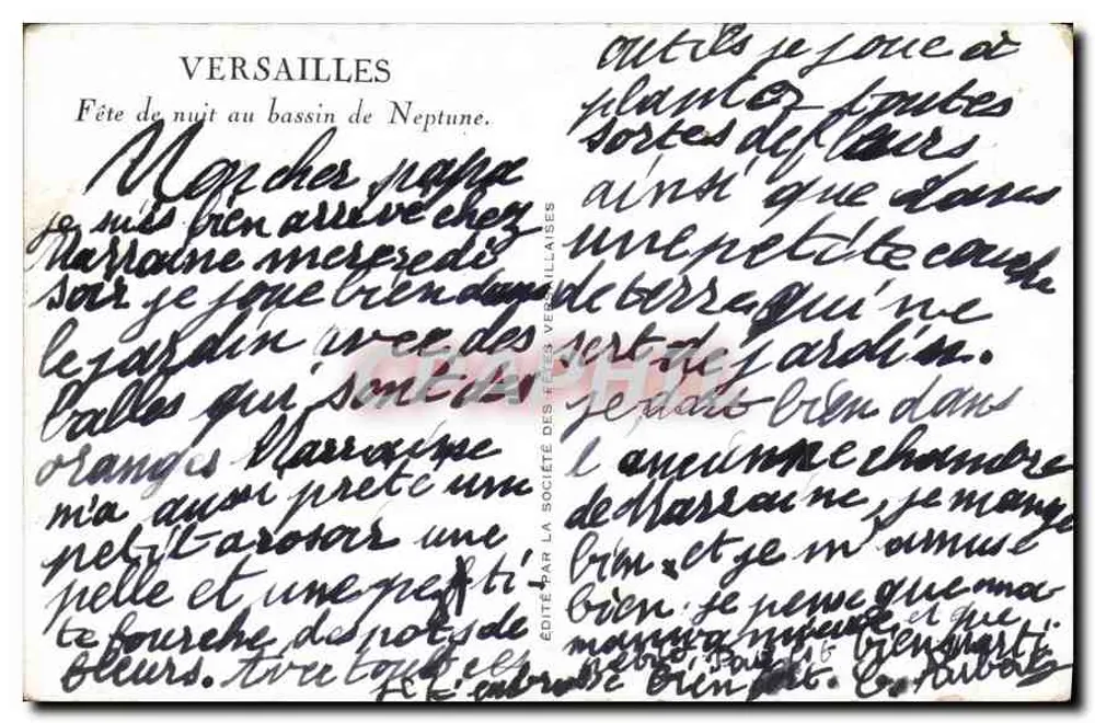 Versailles — Nachtfeier am Neptunbecken — Verlag der Versailler Feste-Gesellschaft - Rückseite