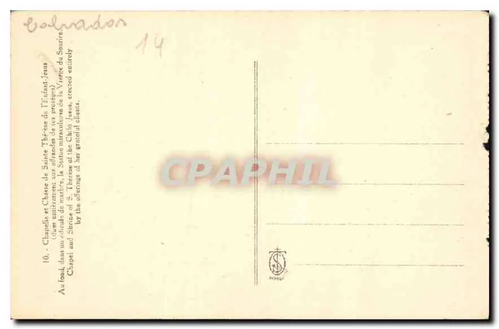 Kapelle und Reliquienschrein der hl. Thérèse des Kindes Jesu — Verlag RPPG, Nr. 10 - Rückseite