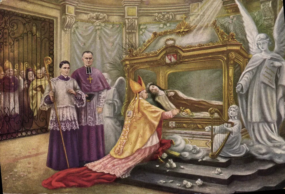 Santa Tereza da Criança Jesus — Legado do Papa, entregue solenemente na mão da Santa Rosa — C. de L. pinxit 1925 - Frente