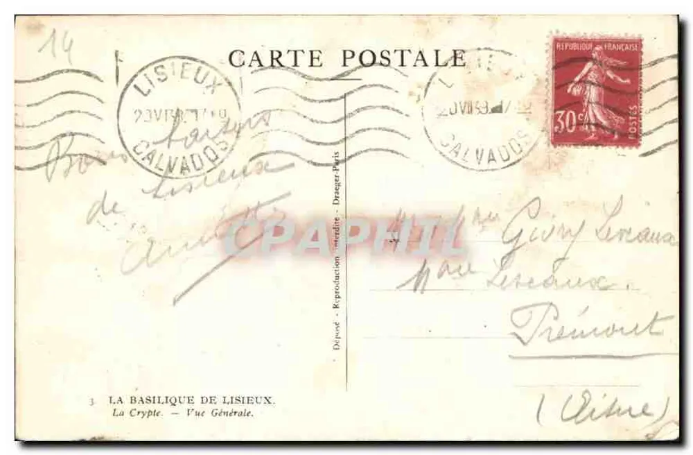 A Basílica de Lisieux — A Cripta — Vista Geral — Drager-Paris - Verso