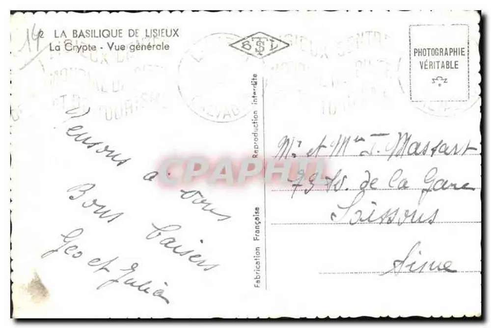 A Basílica de Lisieux — A Cripta — Vista geral — Fototipia Francesa - Verso