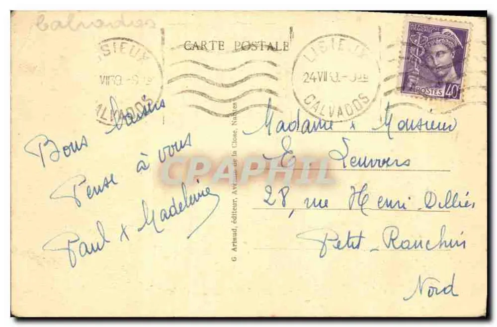 Ein Stück LISIEUX (Calvados) im Mondlicht — G. Arnaud, n° 68 - Rückseite