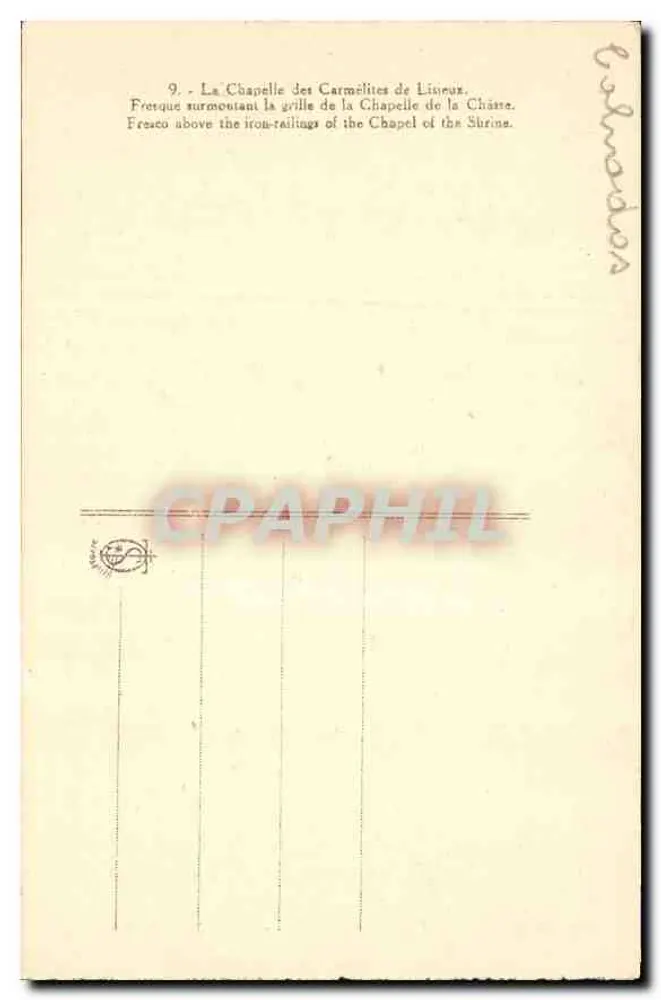Kapelle der Karthäuser von Lourdes — Fresko der Shriners-Kapelle — Unbekannter Verlag, Nr. 9 - Rückseite