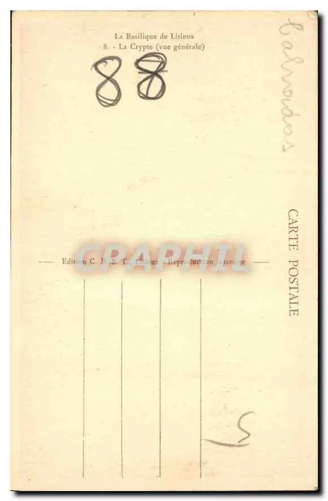 A Basílica de Lisieux — A Cripta (visão geral) — Edição C. B. S. T. Lisieux, n°8 - Verso