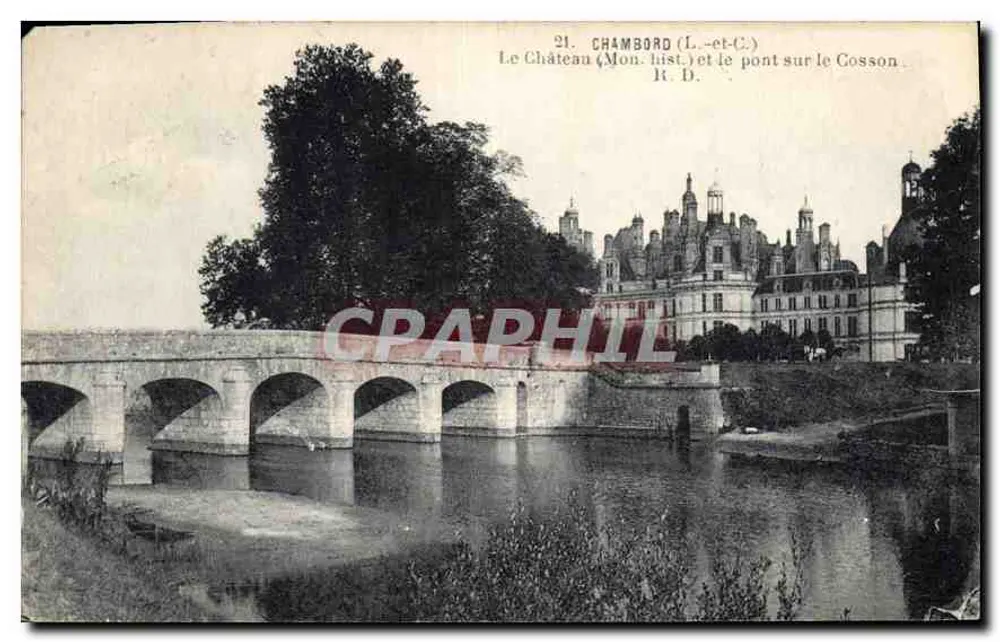 Chambord (L.-et-C.) — Das Schloss (Mon. hist.) und die Brücke über den Cosson — R. D. - Vorderseite