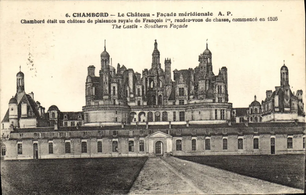 Chambord — El Castillo — Fachada meridional — A.P. - Anverso