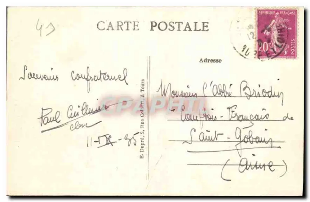 Chambord — El Castillo — Fachada meridional — A.P. - Reverso